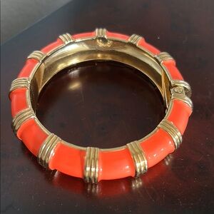 J. Crew Orange and Gold Bamboo Bangle Bracelet